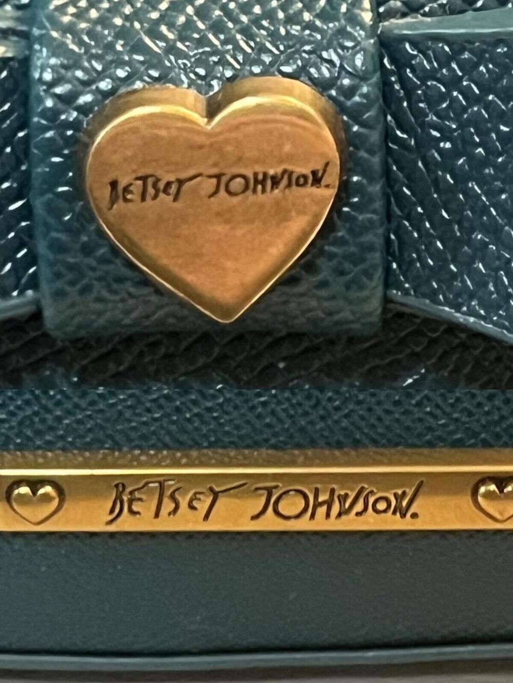 Betsey Johnson Teal Bow Crossbody Satchel Purse Rhinestone Unicorn Charm EUC - Picture 4 of 5